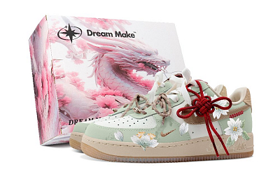 Nike Air Force 1 Spring Cherry Blossom-Pink Box Anti-Slip Wear-Resistant Low-Top Skateboard Shoes Women's Light Green