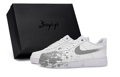 Nike Air Force 1 Anti-Slip Wear-Resistant Low-Top Skateboard Shoes Unisex White Gray