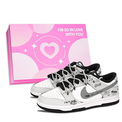 Nike Dunk Black White, Searching For Bear Abrasion Resistant Low Top Skateboard Shoes Unisex Gray