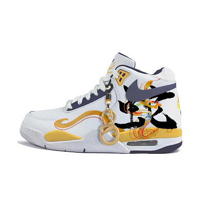 Nike Flight Legacy Cushioning Anti-Slip And Wear-Resistant High-Top Vintage Basketball Shoes Men's White