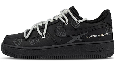 Nike Air Force 1 Abrasion Resistant Low Top Skateboard Shoes Unisex Black