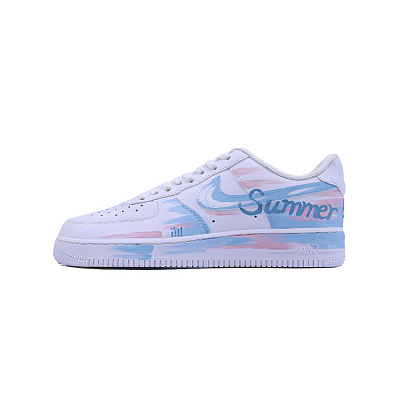 Nike Air Force 1 Low Top Skateboard Shoes Unisex White Blue Pink