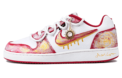 Nike EBERNON Low Top Skateboard Shoes Men's White Red