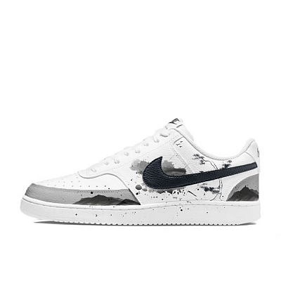 Nike Court Vision Slip Resistant Cushioning Abrasion Resistant Low Top Skateboard Shoes Men's White