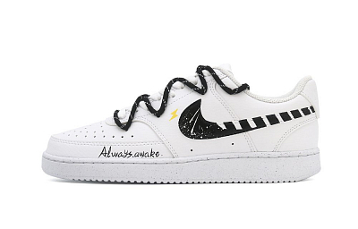 Nike Court Vision 1 Abrasion Resistant Low Top Skateboard Shoes Unisex Black White