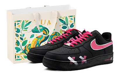 Nike Air Force 1 Abrasion Resistant Slip Resistant Low Top Skateboard Shoes Unisex Black Pink
