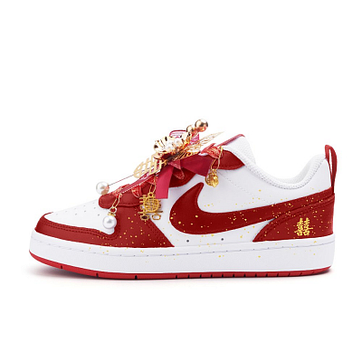 Nike Court Borough 2 Cushioning, Wear Resistant Low Top Skateboard Shoes Women's Red
