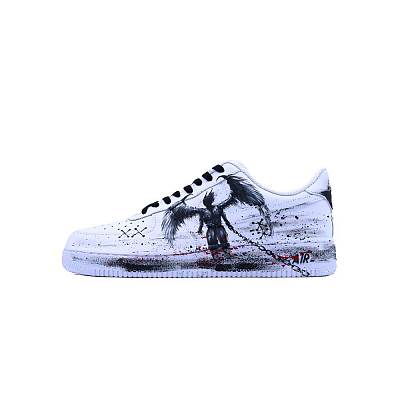 Nike Air Force 1 Angel Evil Flame Anti-Slip Wear-Resistant Low-Top Skateboard Shoes Unisex Black Red