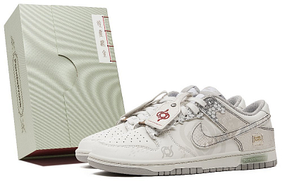 Nike Dunk Anti-Slip Wear-Resistant Low-Top Skateboard Shoes Men's Silver Gray