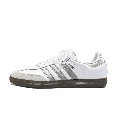Adidas Originals SAMBA OG Moonlight Abrasion Resistant Low Top Skateboard Shoes Unisex Silver