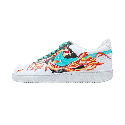 Nike Court Vision Skateboard Shoes Men Low-Top White/Green/Orange