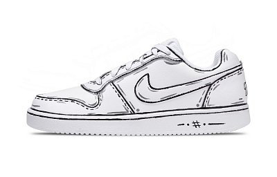Nike EBERNON Anime Abrasion Resistant Low Top Skateboard Shoes Unisex Black White
