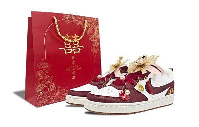 Nike Court Borough Anti Slip Wear Resistant Low Top Skateboard Shoes Women's Red White