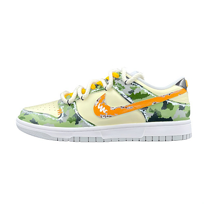Nike Dunk Anti Slip Wear Resistant Low Top Skateboard Shoes Men's Green Orange