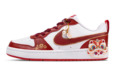 Nike Court Borough 2 Blessing Snake Slip Resistant Low Top Skateboard Shoes Women's White Red