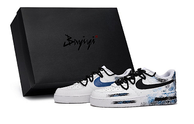 Nike Air Force 1 811 Manufacturing Instant Blossom Special Shoe Box Low Top Skateboard Shoes Unisex White Black Blue