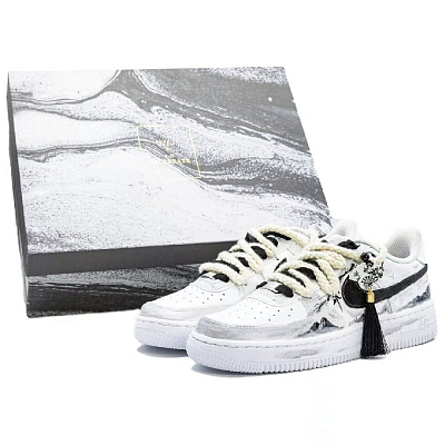 Nike Air Force 1 Balance Lightweight Height Increasing Low-Top Skateboard Shoes Unisex Black White