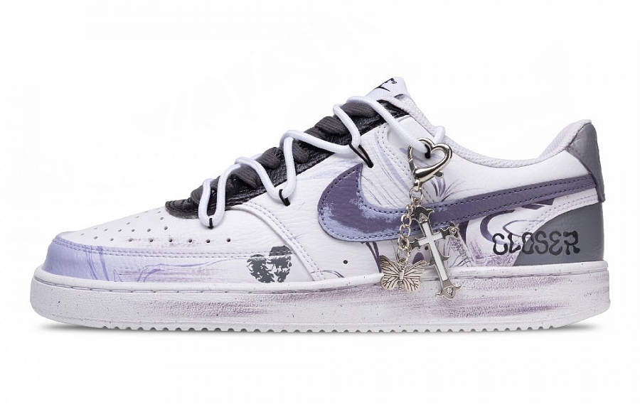 Nike Court Vision 1 Love Emergency Slip Resistant Shock Absorbers Low Top Skateboard Shoes Women's White Purple купить в интернет-магазине Yoocart с быстрой доставкой по России.