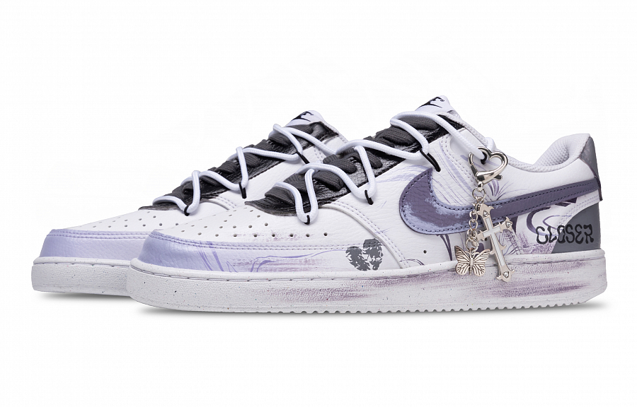 Nike Court Vision 1 Love Emergency Slip Resistant Shock Absorbers Low Top Skateboard Shoes Women's White Purple купить в интернет-магазине Yoocart с быстрой доставкой по России.