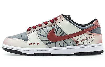 Nike Dunk Retro 'Black' Abrasion Resistant Low Top Skateboard Shoes Women's Gray Red