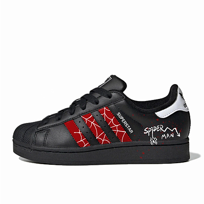 Adidas Originals Superstar 2 Spider Domain Abrasion Resistant Low Top Skateboard Shoes Unisex Black Red