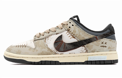 Nike Dunk Anti Slip Wear Resistant Low Top Skateboard Shoes Unisex Beige Brown