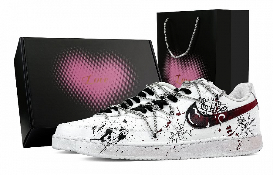 Nike Court Vision 1 Musical Note Heart Box Anti Slip Wear Resistant Low Top Skateboard Shoes Men's Black White Red купить в интернет-магазине Yoocart с быстрой доставкой по России.