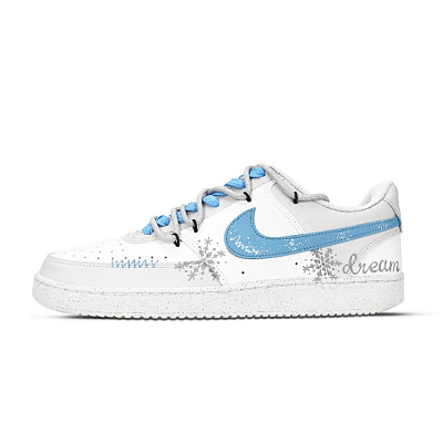 Nike Court Vision 1 Dream Snowflake Abrasion Resistant Low Top Skateboard Shoes Unisex Blue White Gray