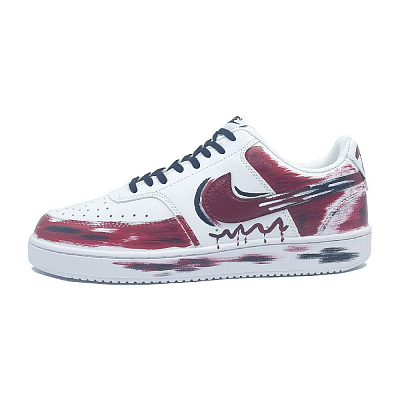 Nike Court Vision 1 Anti-Slip Wear-Resistant Low-Top Skateboard Shoes Unisex Red White