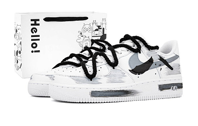 Nike Air Force 1 Low-Top Skateboard Shoes Unisex Black White Gray