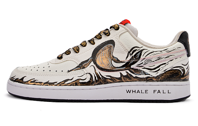 Nike Court Vision 1 Wear resistant And Lightweight Low Top Skateboard Shoes Men's Black Gold