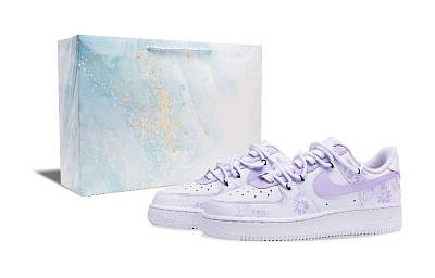 Nike Air Force 1 Wear-Resistant Low-Top Skateboard Shoes Men's Light Purple