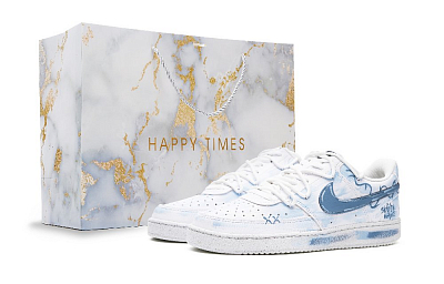 Nike Court Vision 1 Anti Slip Wear Resistant Low Top Skateboard Shoes Men's White Blue