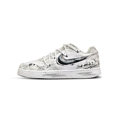 Nike EBERNON Tower Rabbit Coexistence Cushioning, Wear Resistant Low Top Skateboard Shoes Men's Gray White