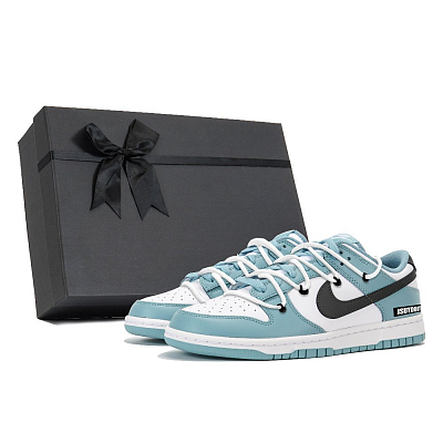 Nike Dunk Wear-Resistant Low-Top Skateboard Shoes Unisex Blue White Black