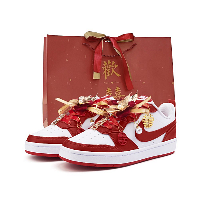 Nike Court Borough 2 Abrasion Resistant Low top Skateboard Shoes Women's Red
