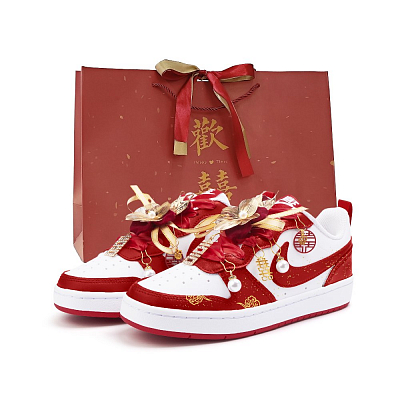 Nike Court Borough 2 Cushioning, Wear Resistant Low Top Skateboard Shoes Women's Red