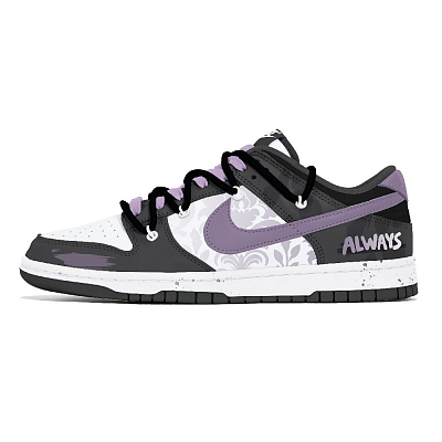 Nike Dunk Abrasion-Resistant Low-Top Skateboard Shoes Unisex Black White Purple