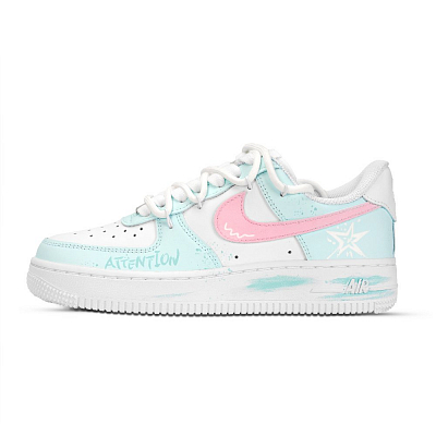 Nike Air Force 1 Air Force 1 Anti Slip Wear Resistant Low Top Skateboard Shoes Unisex Blue Pink