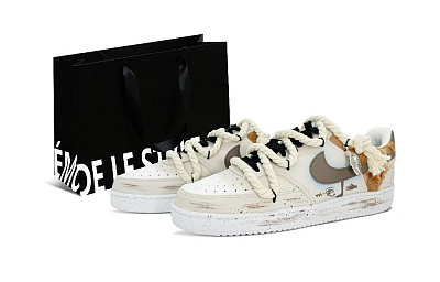 Nike Court Vision 1 Slip-Resistant Low-Top Skateboard Shoes Men's Ecru