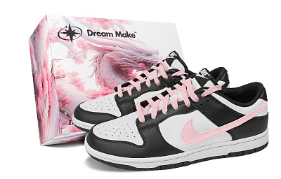 Nike Dunk Slip-Resistant Cushioning Wear-Resistant Low-Top Skateboard Shoes Unisex Black White Pink