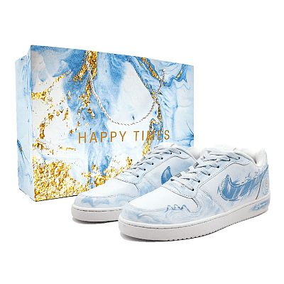 Nike EBERNON Slip Resistant Low Top Skateboard Shoes Men's Blue White