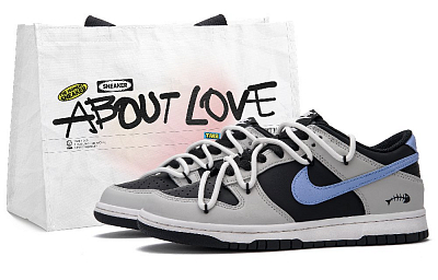 Nike Dunk Dried Fish Slices Low Top Skateboard Shoes Unisex Black Gray