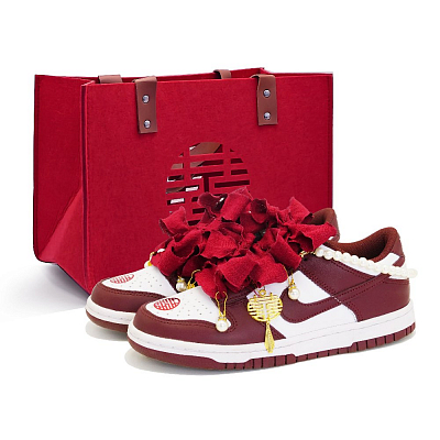 Nike Dunk Perfect Match By Divine Design Anti Slip Wear Resistant Low Top Skateboard Shoes Unisex Dark Burgundy