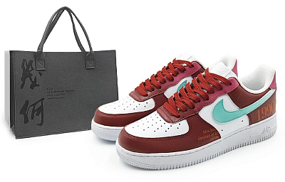 Nike Air Force 1 Abrasion Resistant Low Top Skateboard Shoes Men's Red White