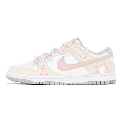 Nike Dunk Slip Resistant Low Top Skateboard Shoes Women's Yellow Pink
