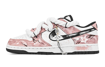 Nike Dunk Tang Hai Xiang Yi Abrasion Resistant Low Top Skateboard Shoes Unisex Pink White