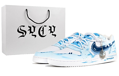 Nike EBERNON Low Top Skateboard Shoes Men's Sky Blue