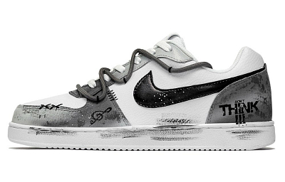 Nike EBERNON 668, Rusty Musical Note Abrasion Resistant Low Top Skateboard Shoes Unisex Black White