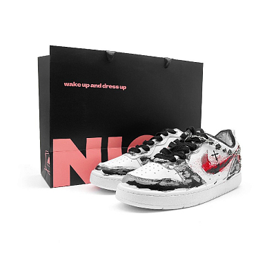 Nike Court Borough Slip Resistant Shock Absorbers Low Top Skateboard Shoes Unisex White
